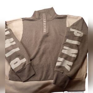 PINK Gray/White Oversized Sweatshirt with Side Slit Size XS